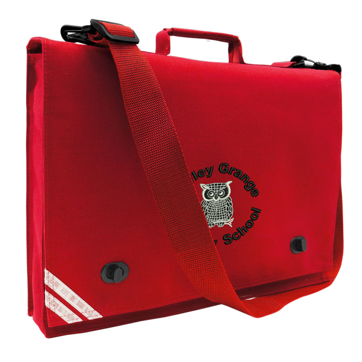 Document bag in red embroidered School logo to front