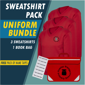 Bundle offer of 3 Sweatshirts, Book Bag and a Free pack of name tapes!